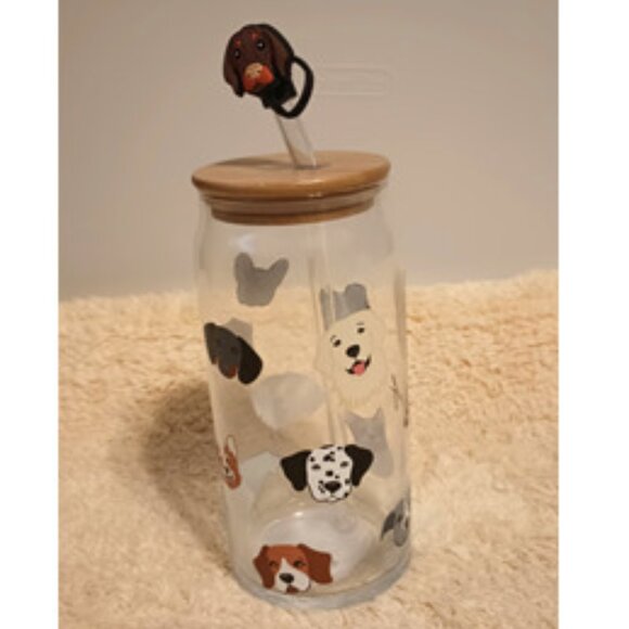 The Paper Store's Various Dog Breeds (20 oz.)Glass Tumbler with Straw & Topper - Picture 5 of 9